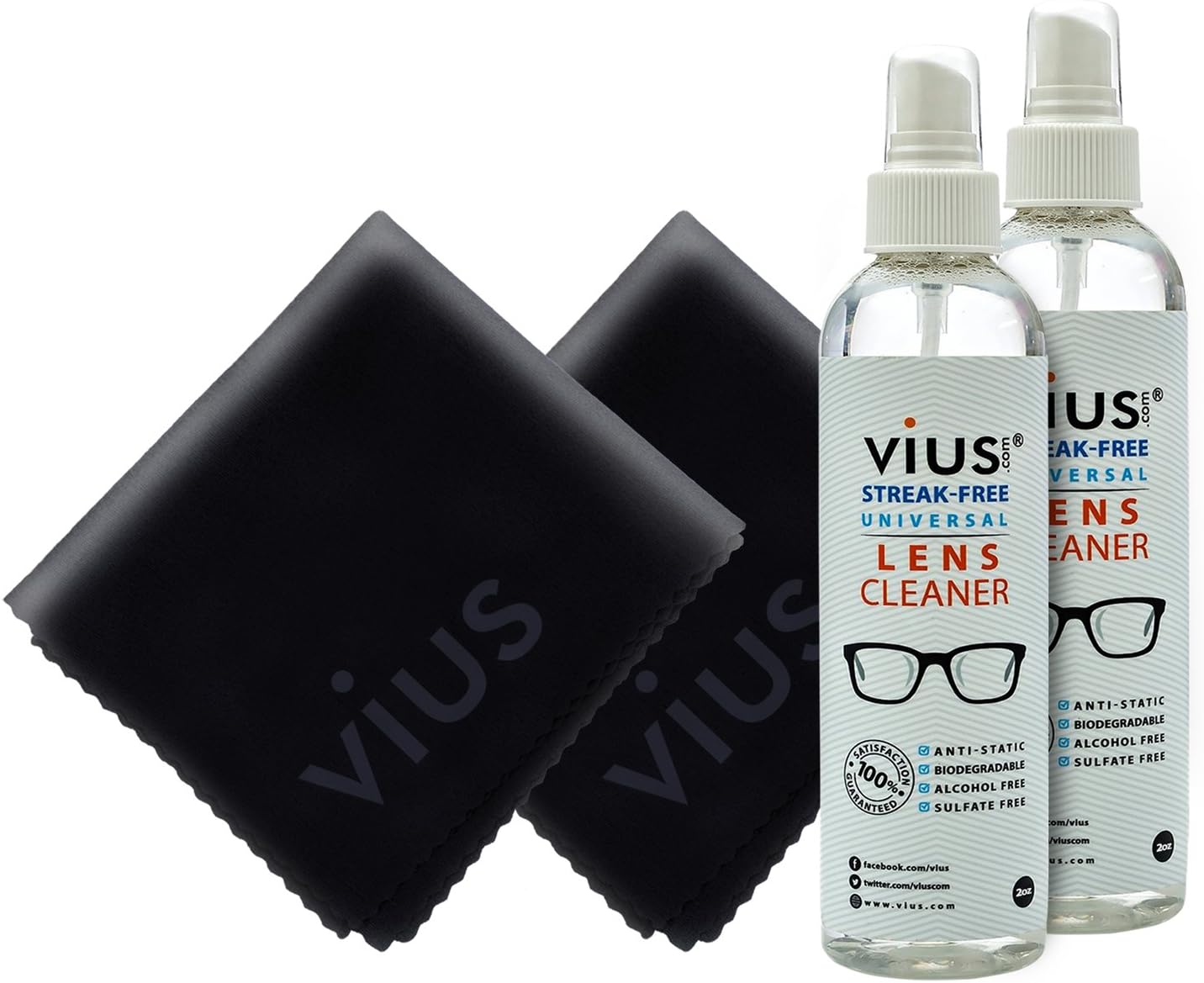 Lens Cleaner Kit – vius Premium Lens Cleaner Spray for Eyeglasses, Cameras, and Other Lenses - Gently Cleans Fingerprints, Dust, Oil (2oz Travel Pack)