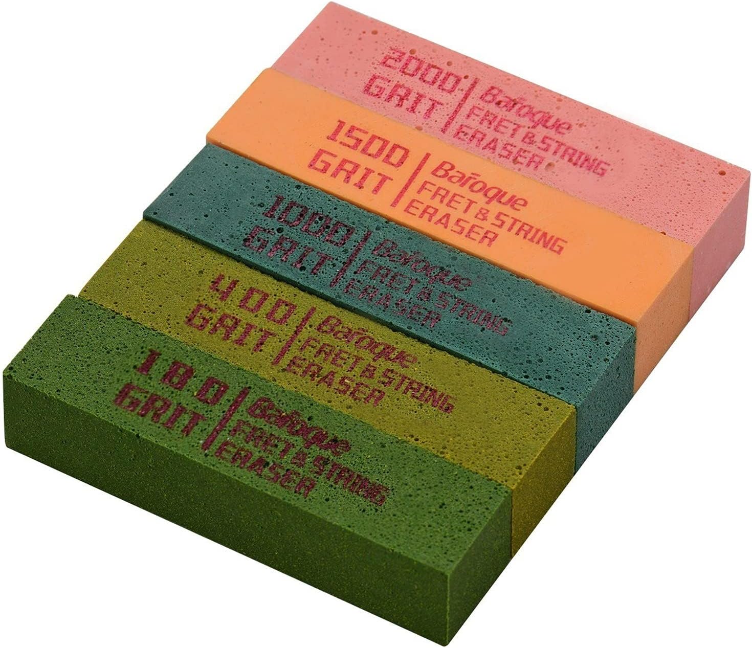 Polee Guitar Fret Grit Erasers with 180 400 1000 1500 2000 Grit Easy Fast Polishing for Guitar Fret Strings Polishing Maintaining