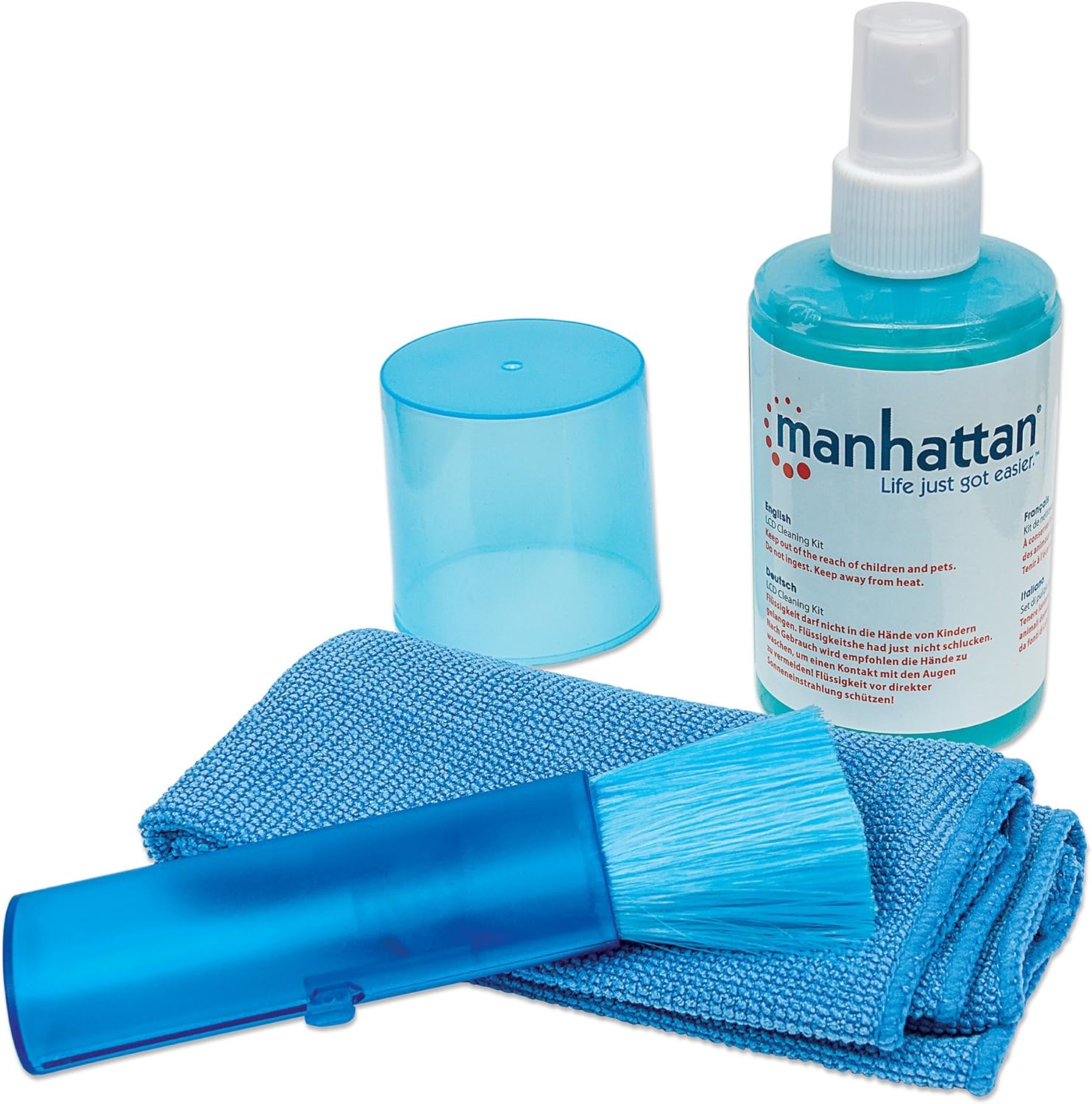 Manhattan Screen & Keyboard Cleaner Kit – 6.75 oz - Non-Alcohol Cleaning Spray with Microfiber Cloth & Keyboard Brush - for TV, Computer, Laptop, Monitor, LED, LCD, Electronic Devices - 421027