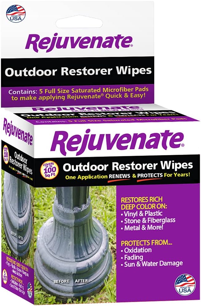 Rejuvenate Pre-Saturated Restorer Wipes Penetrating Formula Restores Shines and Protects Faded, Oxidized, Sun-Damaged Outdoor Surfaces