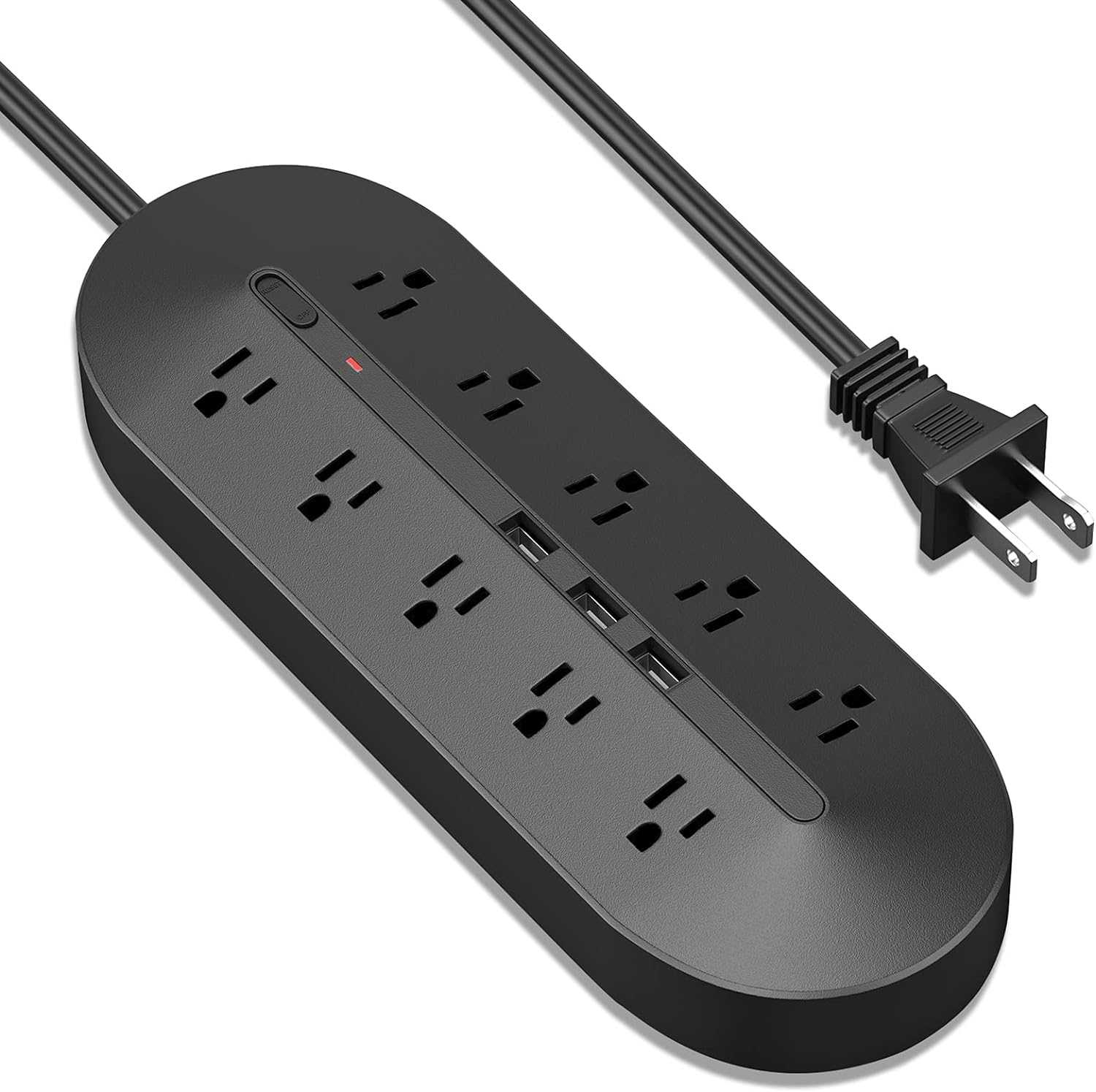 10-Outlet 2 Prong Power Strip with 3 USB Ports, Polarized 2 Prong to 3 Prong Outlet Adapter, 6.6ft Extension Cord, 5V 3.4A USB, 2 Prong Surge Protector Black