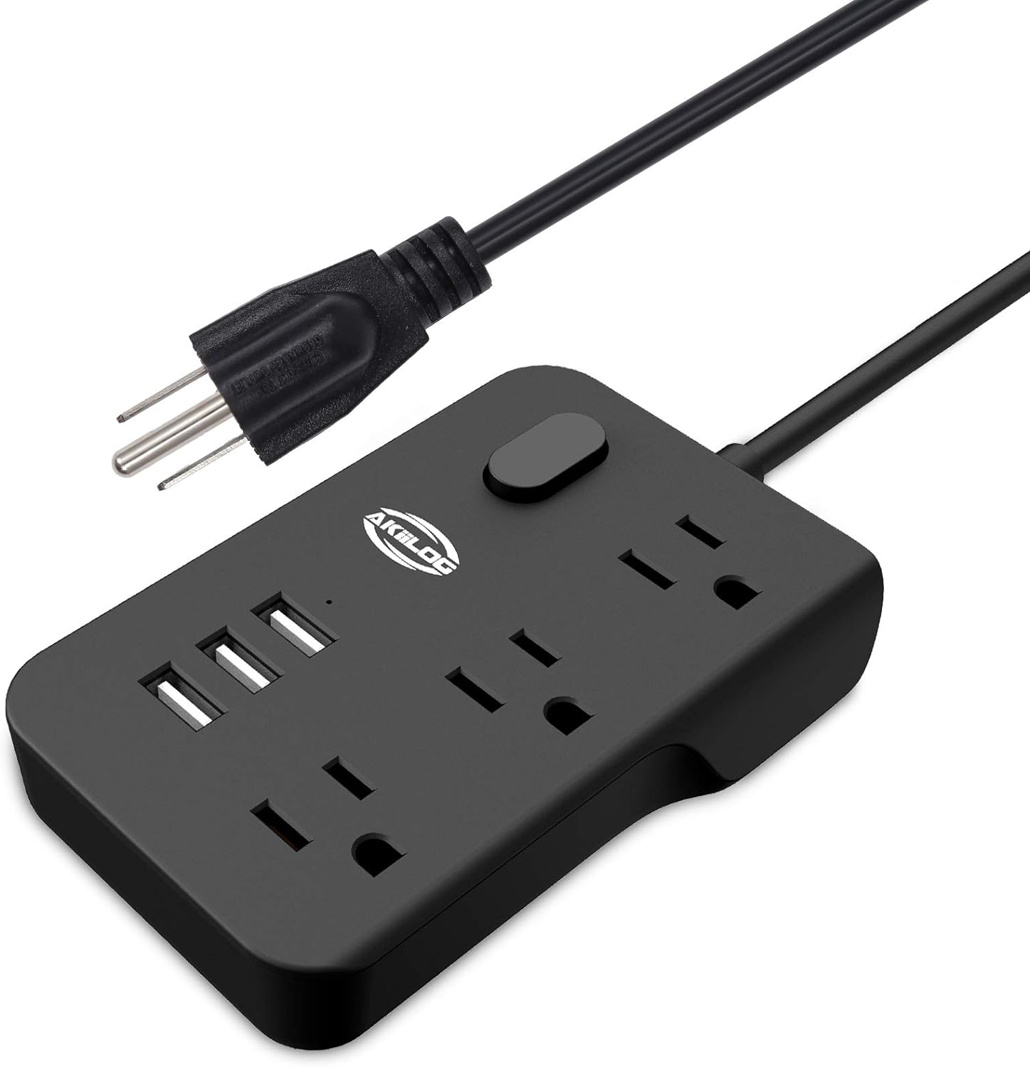 Power Strip with USB, 5Ft Extension Cord, Surge Protector with 3 Outlets 3 USB Ports, 1275W/10A Desktop Mini Power Strip for Dorm Room, Cruise Ship, Travel and Office (Black)
