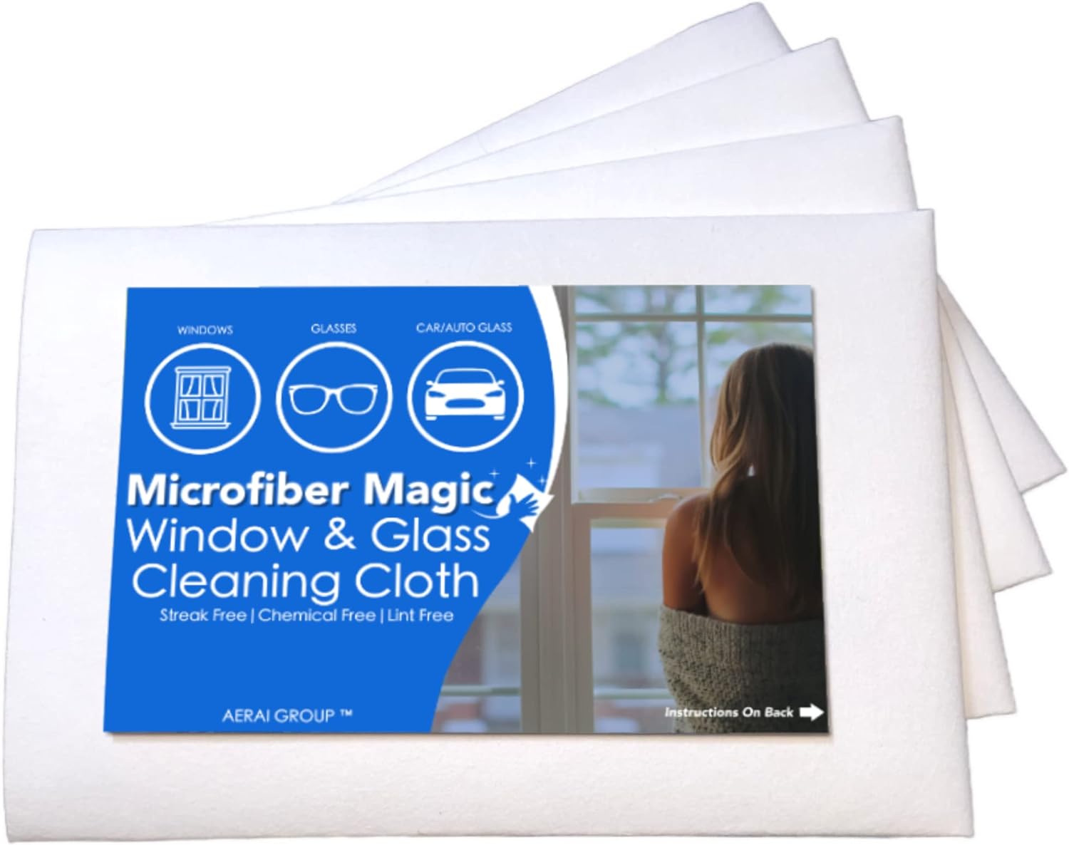 Microfiber Magic 4 Pack Microfiber Window Cleaning Cloth, Glass Microfiber Cleaning Cloth for Glasses, Lint Free Streak Free Microfiber Cleaning Cloth, Mirror Cloth, Microfiber Cleaning Cloth For Cars