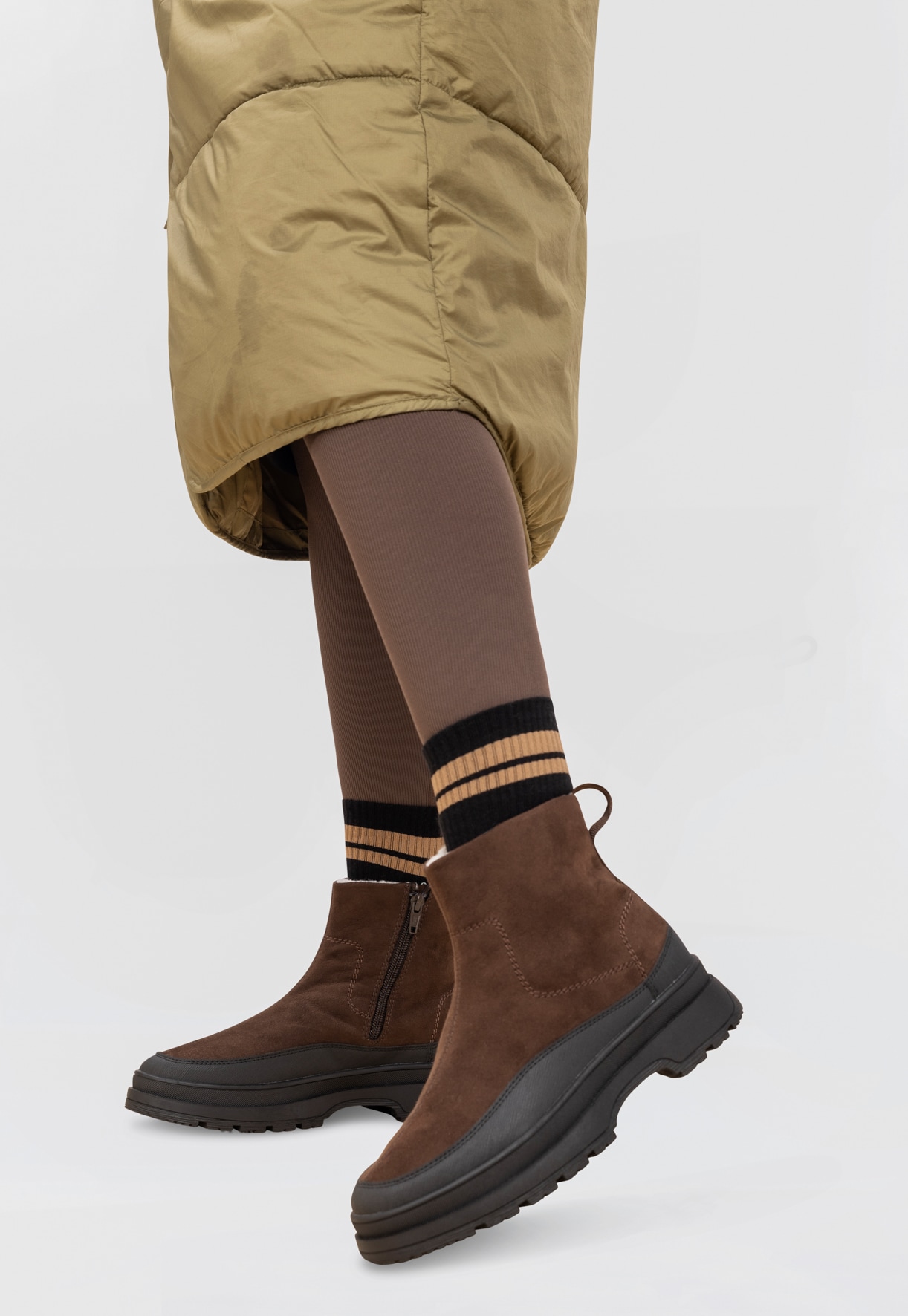 LINEAR, Varmfodrade boots med dragkedja