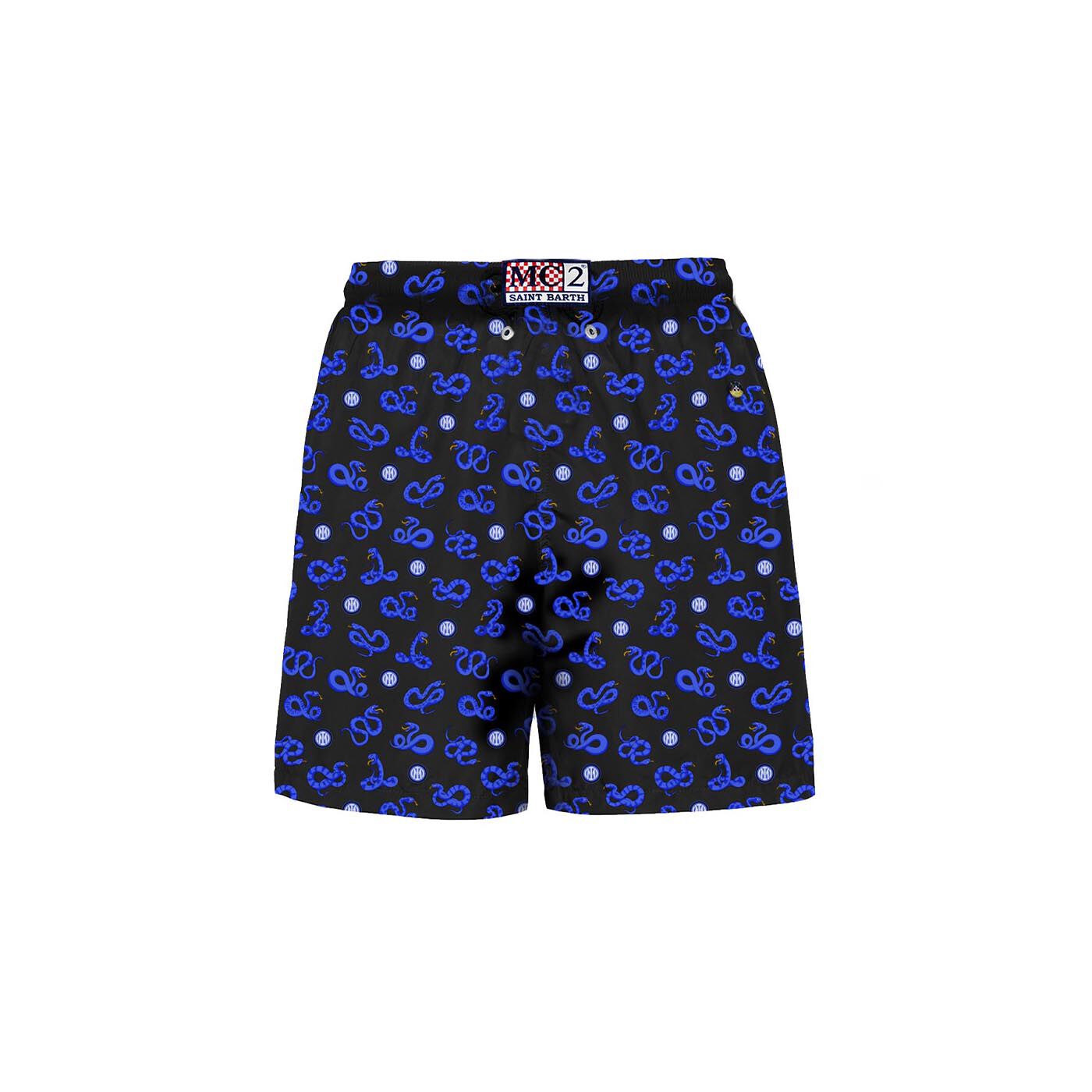 M INTER X MC2 SAINT BARTH MINI BISCIONE PATTERN KID'S TRUNKS