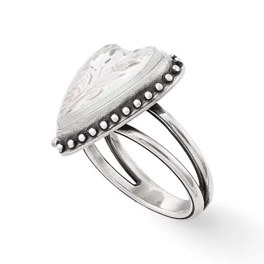 Sculpted Heart and Tulips Gemstone Ring