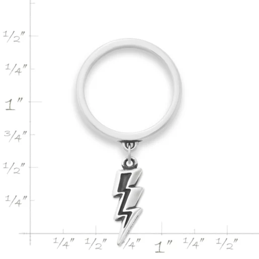 Lightning Bolt Charm Dangle Ring