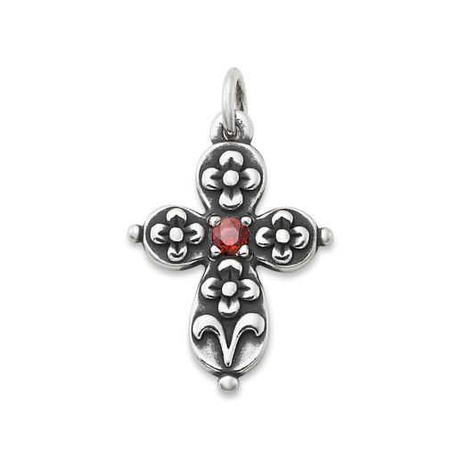 Floret Gemstone Cross Charm