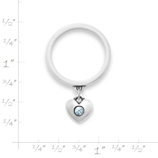 Keepsake Heart Birthstone Charm Dangle Ring