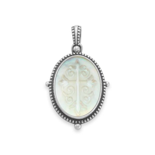 Sculpted Les Fleurs Cross Layered Gemstone Pendant