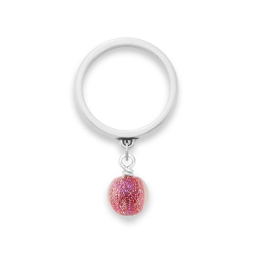 Mini Art Glass Bead Charm Dangle Ring