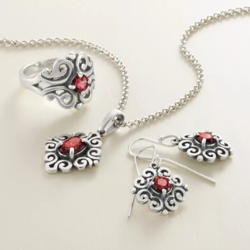 Scrolled Birthstone Pendant