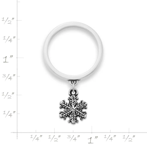 Aspen Snow Crystal Charm Dangle Ring