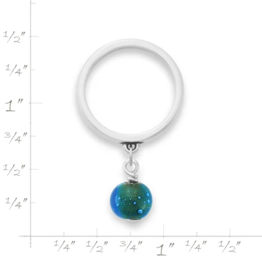 Mini Art Glass Bead Charm Dangle Ring