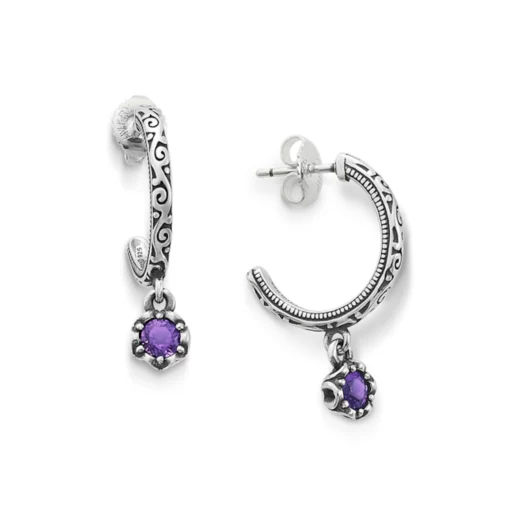 Cherished Birthstone Hoop Dangle Earrings