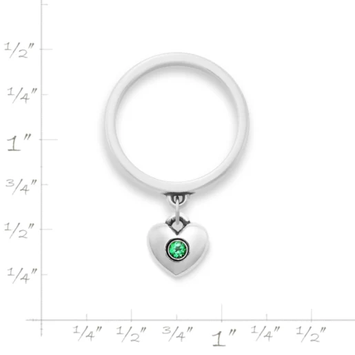 Keepsake Heart Birthstone Charm Dangle Ring