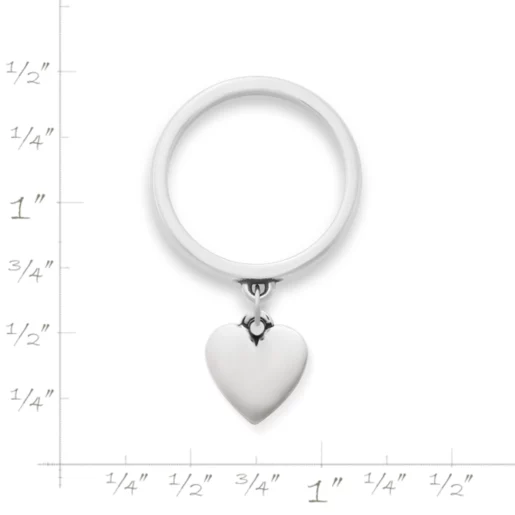 Puffed Heart Charm Dangle Ring