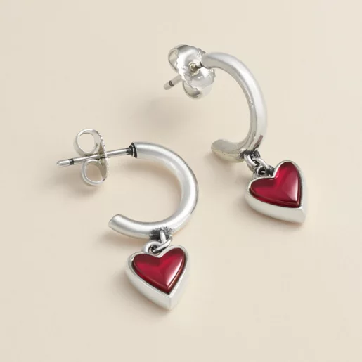 Sweetheart Gemstone Hoop Dangle Earrings