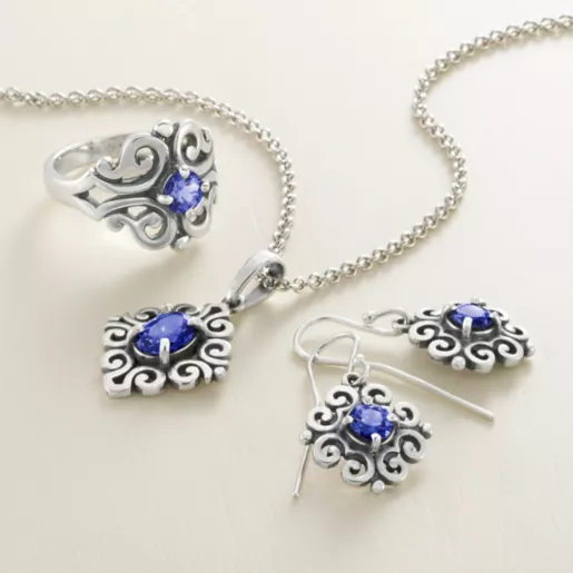 Scrolled Birthstone Pendant