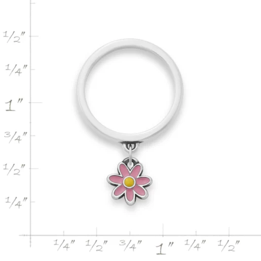 Enamel Mini Flower Charm Dangle Ring
