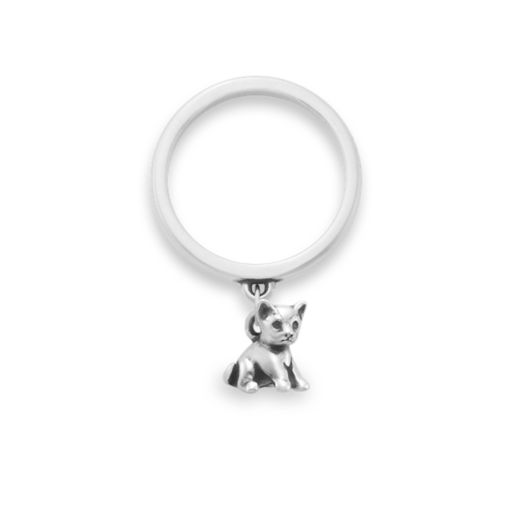 Pint Size Kitten Charm Dangle Ring