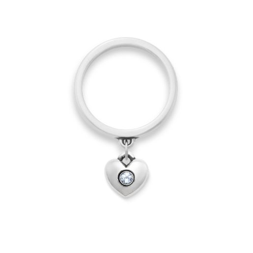 Keepsake Heart Birthstone Charm Dangle Ring