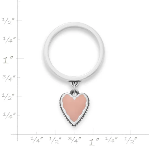 Small Enamel Heart Charm Dangle Ring