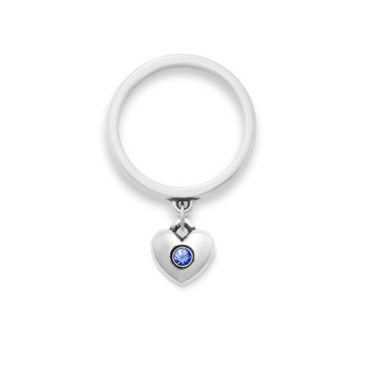 Keepsake Heart Birthstone Charm Dangle Ring