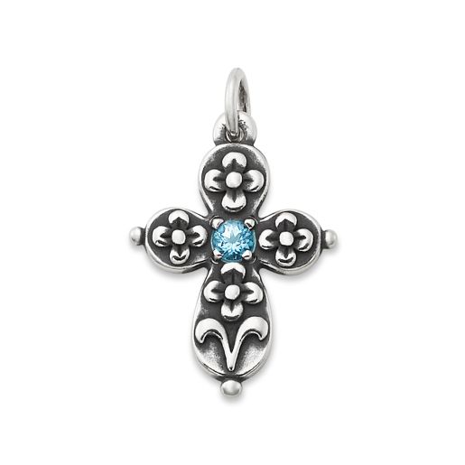 Floret Gemstone Cross Charm