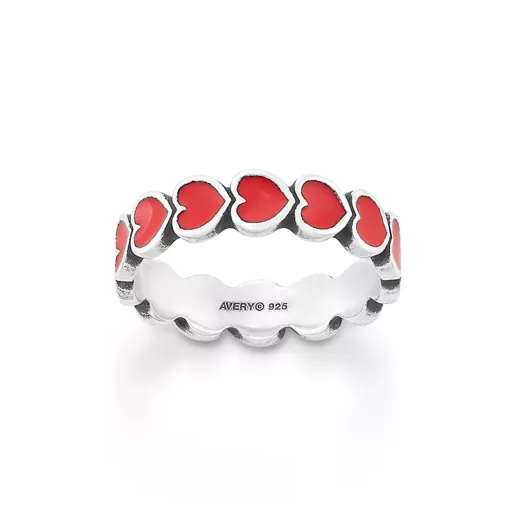 Enamel Connected Hearts Ring