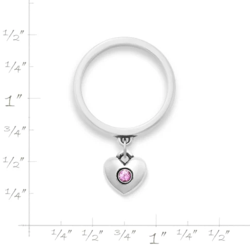 Keepsake Heart Birthstone Charm Dangle Ring