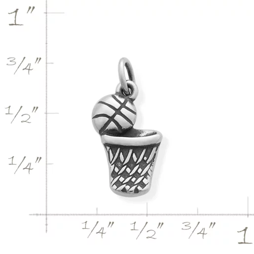 Basketball and Hoop Charm