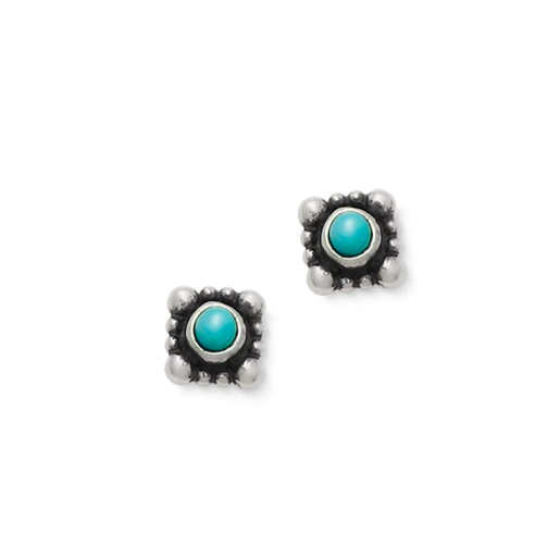 Beaded Tiny Turquoise Studs