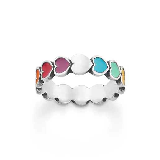 Enamel Connected Hearts Ring