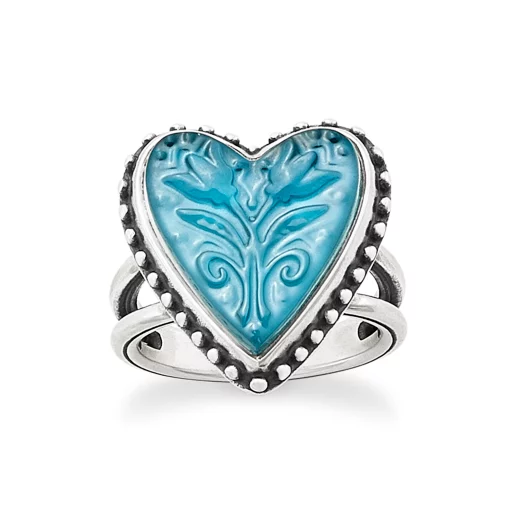 Sculpted Heart and Tulips Gemstone Ring