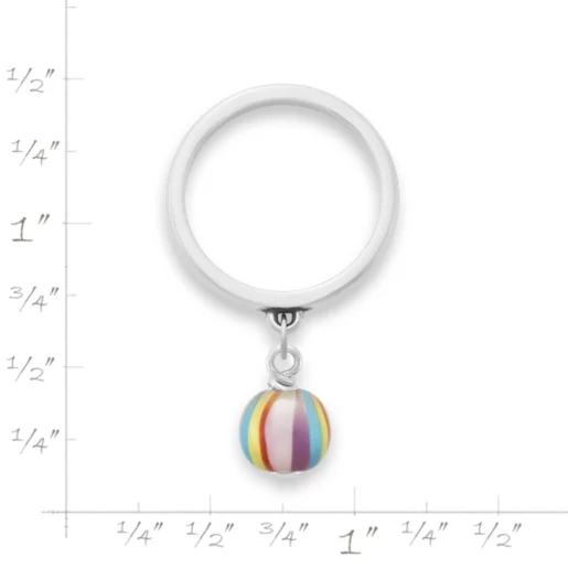 Mini Art Glass Bead Charm Dangle Ring