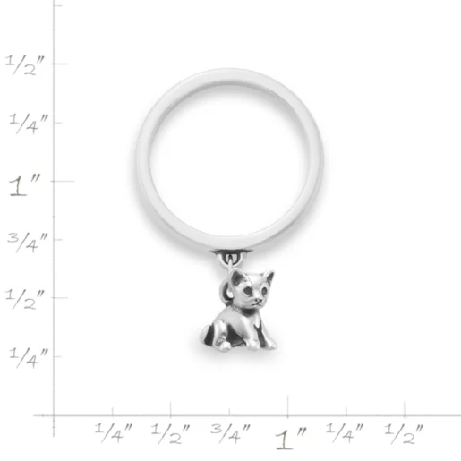 Pint Size Kitten Charm Dangle Ring
