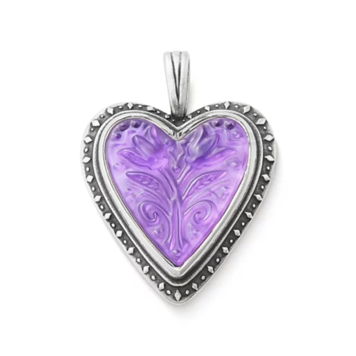 Sculpted Heart and Tulips Gemstone Pendant