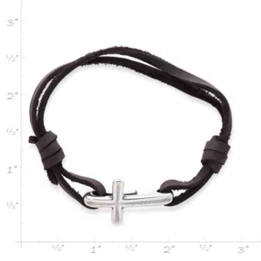 Cross Hook-On Leather Bracelet