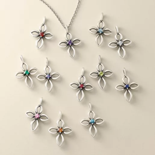 Avery Remembrance Birthstone Cross Pendant