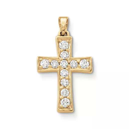 Plain Latin Cross Pendant with Diamonds