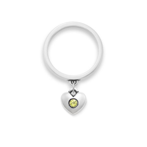 Keepsake Heart Birthstone Charm Dangle Ring