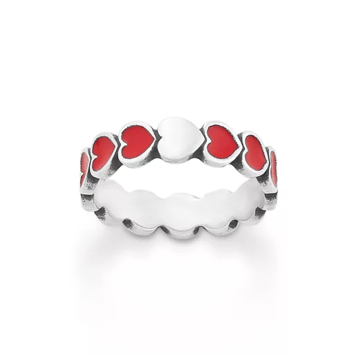 Enamel Connected Hearts Ring