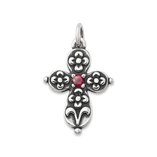 Floret Gemstone Cross Charm