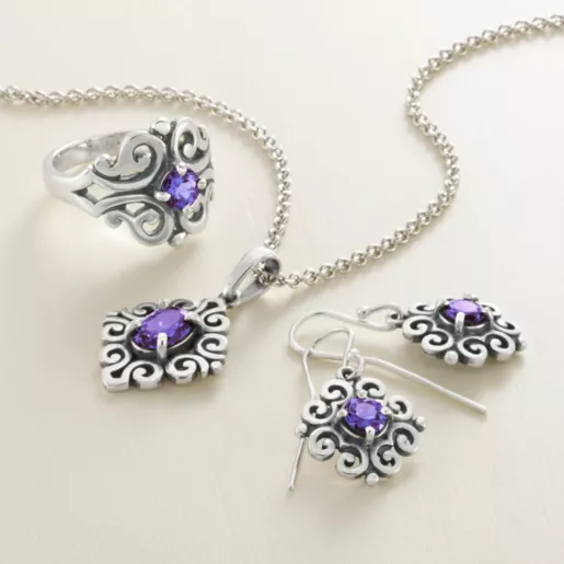 Scrolled Birthstone Dangle Earrings