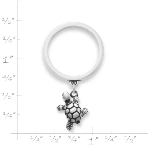 Turtle Charm Dangle Ring