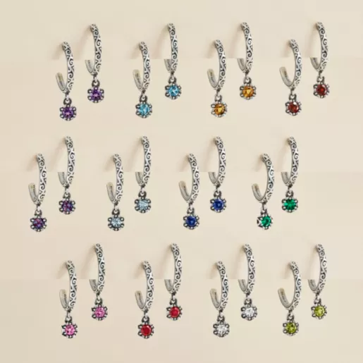 Cherished Birthstone Hoop Dangle Earrings