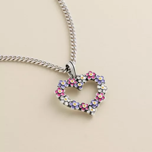 Enamel Floral Heart Wreath Pendant