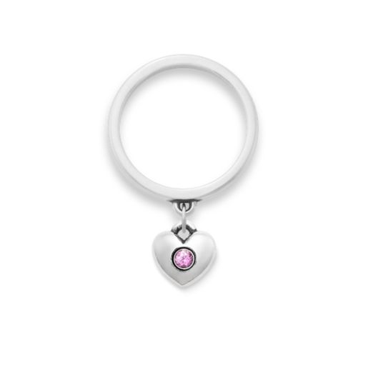 Keepsake Heart Birthstone Charm Dangle Ring