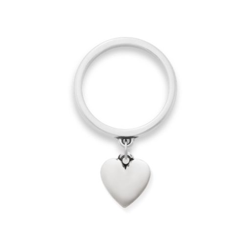 Puffed Heart Charm Dangle Ring